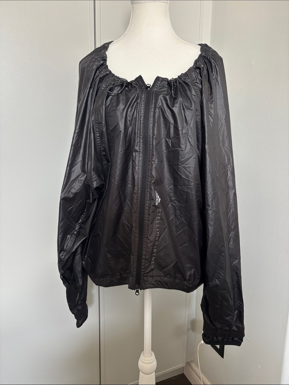 Adidas Stella McCartney Black Lightweight Zip-Front Windbreaker Jacket